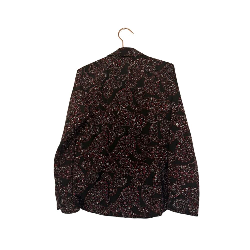 Michael Michael Kors Black and Red Floral Zip-Up Shirt - Picture 4 of 6